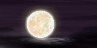 夜晚月亮简约大气倒影湖面展板背景